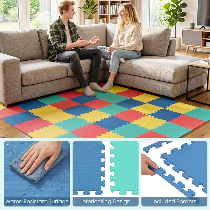 Giantex Interlocking Exercise Mat | 0.4" Thick Non-Slip Puzzle Workout Mats