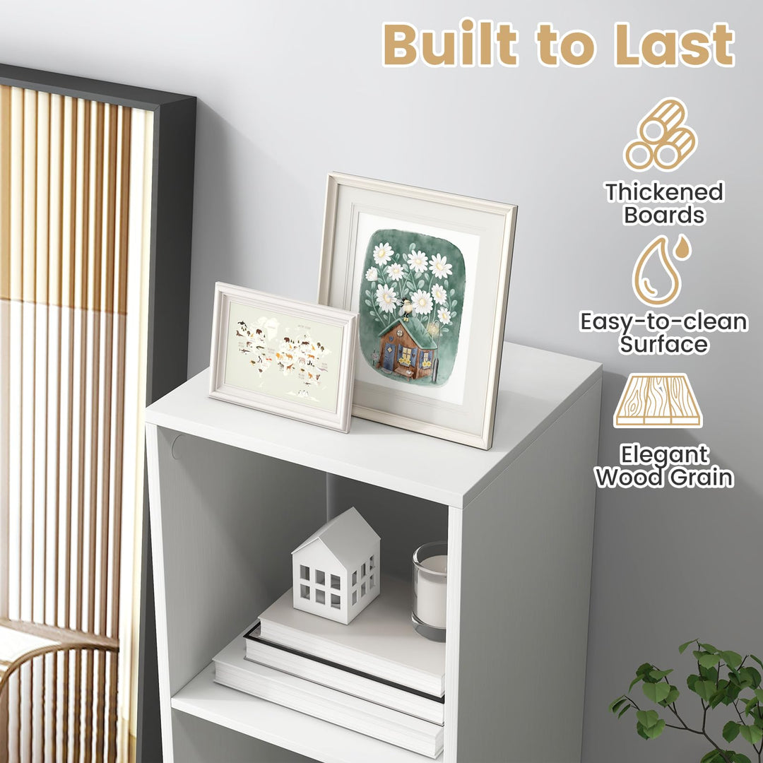 Giantex 3-Cube Bookcase, White Cubby Bookshelf w/Back Guardrail & Anti-Tipping Kits