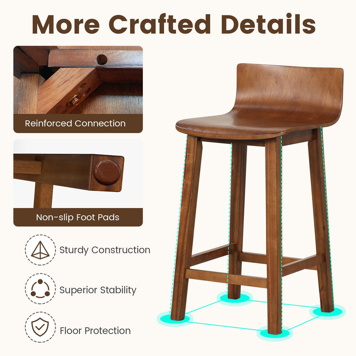 Giantex 2 or 4 Bar Stools Set with Low Back & Footrest