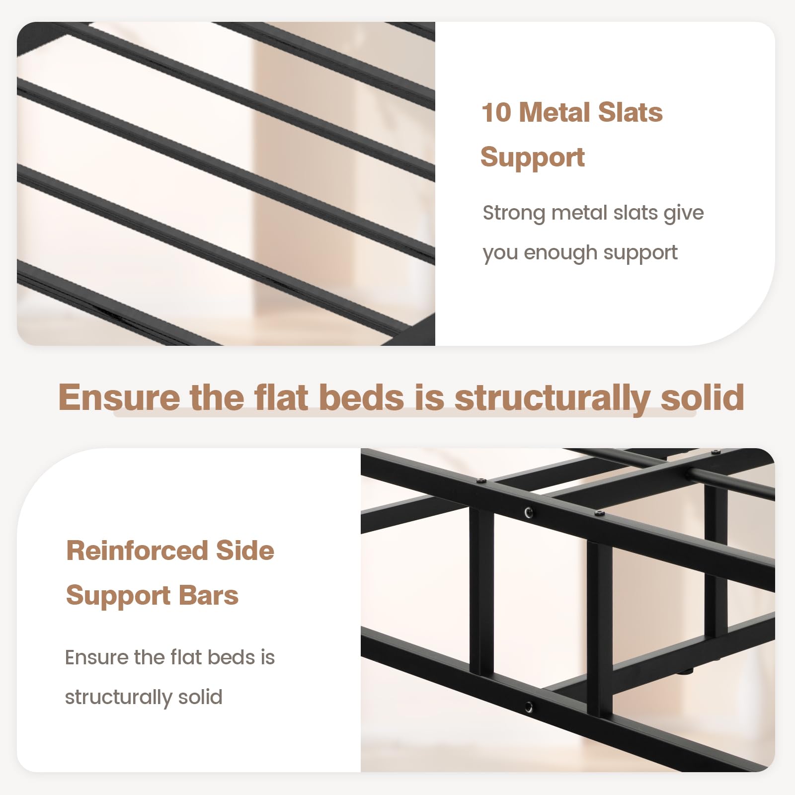 Giantex 10 Inch Bed Frame Queen Size, Metal Platform Queen Bed Frame, Heavy Duty Steel Slat Support