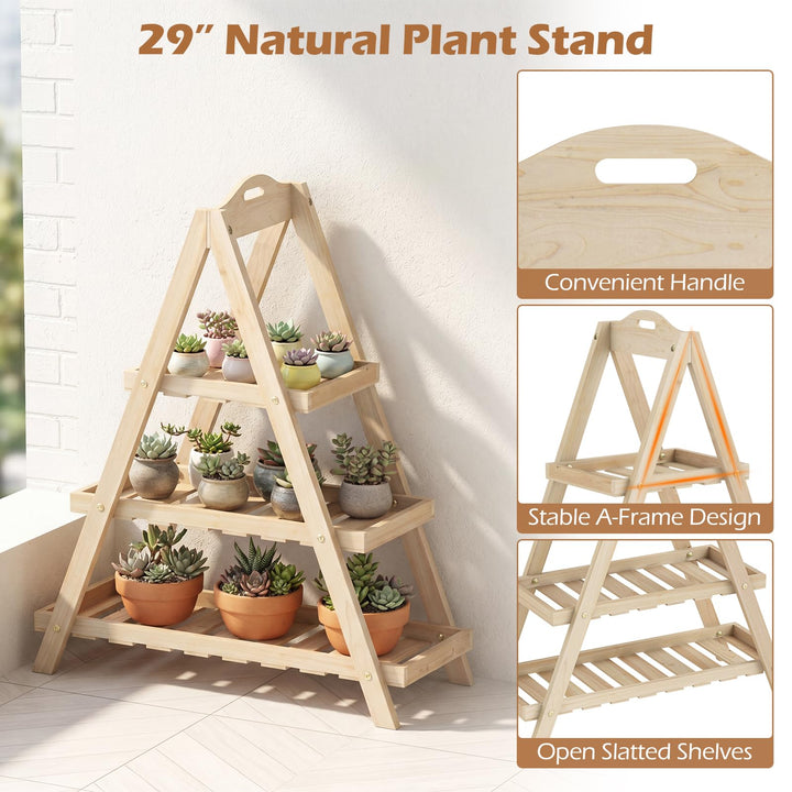 Giantex 3-Tier Plant Stand Indoor | 28.5" Wood Flower Pot Plant Display Shelf