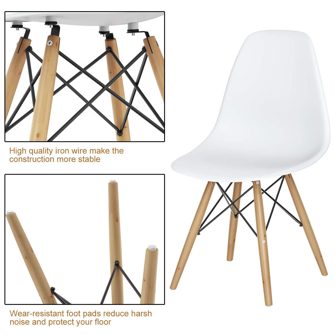 Pre Assembled Mid Century Modern Dining Chairs Set of 2, White