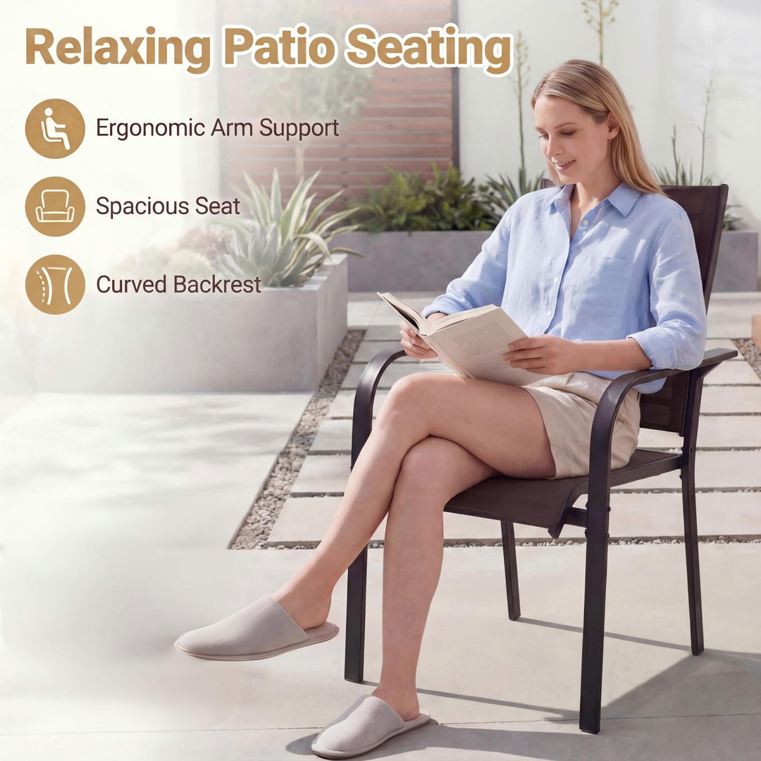 Giantex Patio Chairs Set of 2/4/6 Stackable Outdoor Dining Chairs