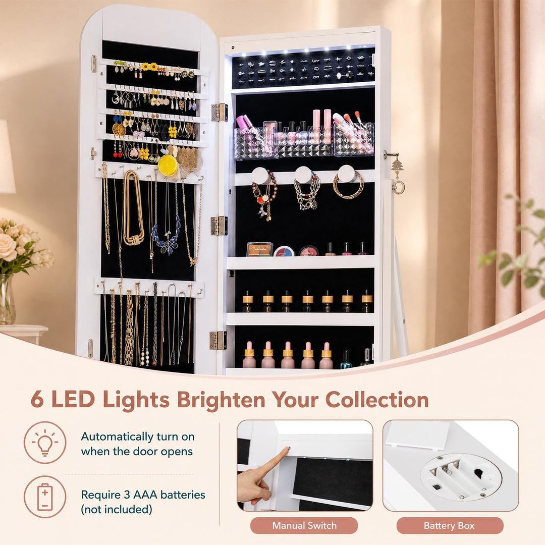 CHARMAID 3-in-1 Jewelry Cabinet Standing with Acrylic Drawers &amp; Bottom Shelf