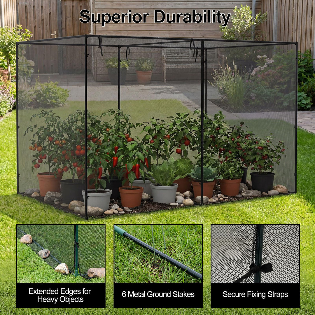 Giantex Garden Crop Cage | 10 x 6.5 x 6.5 ft Plant Netting Cover w/Zipper Doors