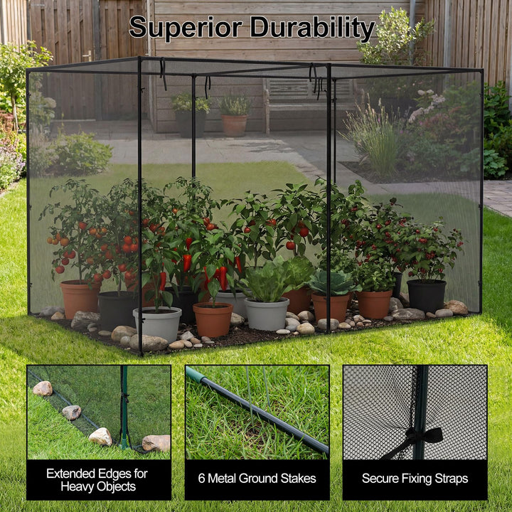 Giantex Garden Crop Cage | 10 x 6.5 x 6.5 ft Plant Netting Cover w/Zipper Doors