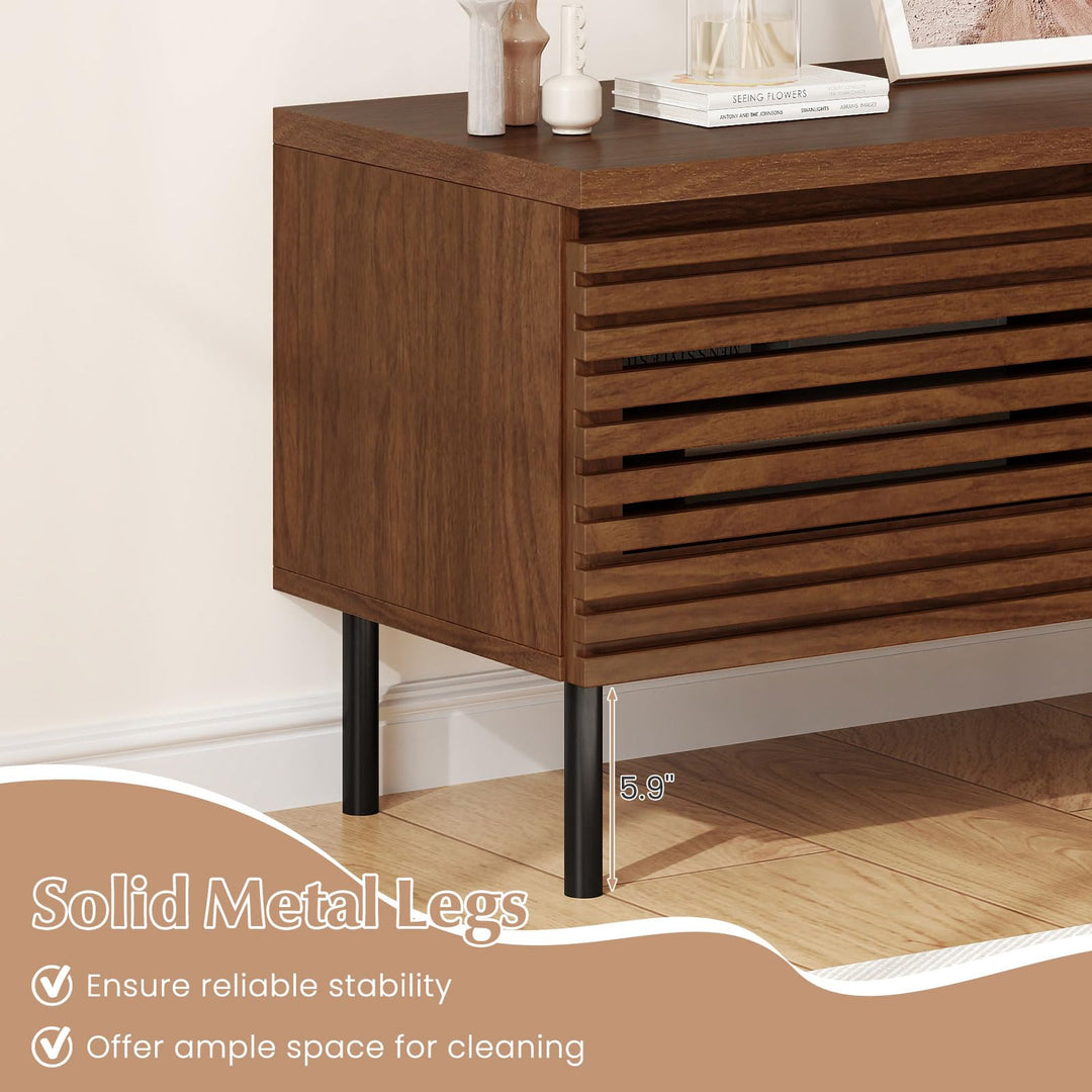 Giantex Mid Century Modern TV Stand for 40 Inch TV with 2 Hidden Compartments