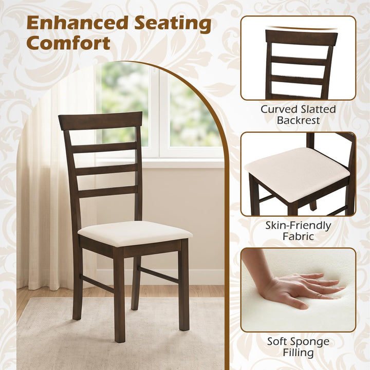 Giantex Upholstered Fabric Kitchen Chairs with Rubber Wood Frame