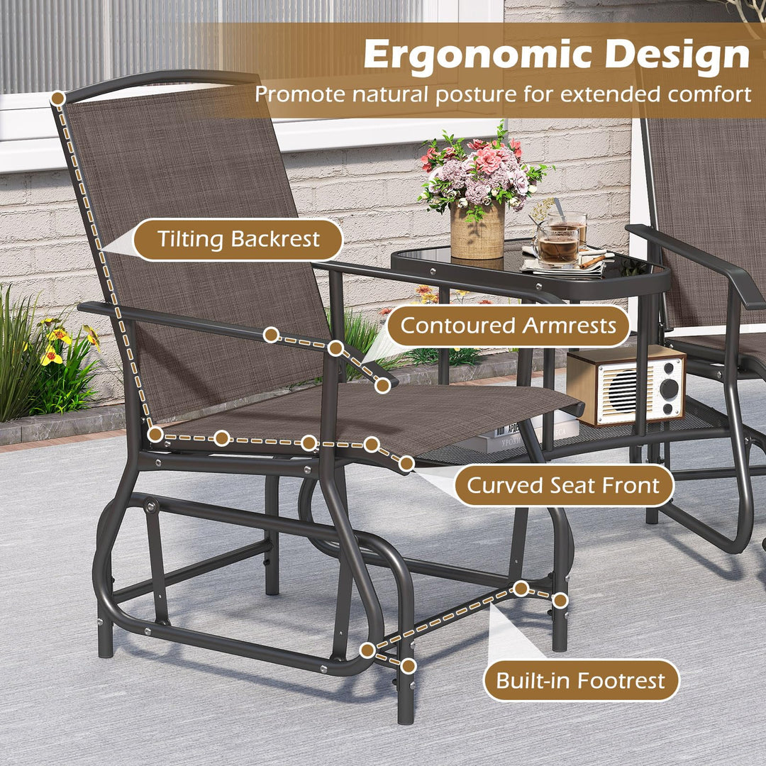 Giantex Outdoor Glider Chairs with Table &amp; Umbrella Hole