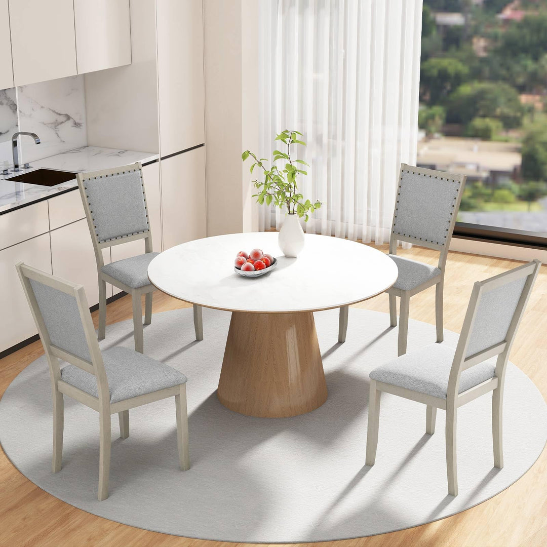 Giantex Dining Chairs Set of 2/4 Fabric Upholstered Kitchen Chairs w/Padded Seat & Back Cushions