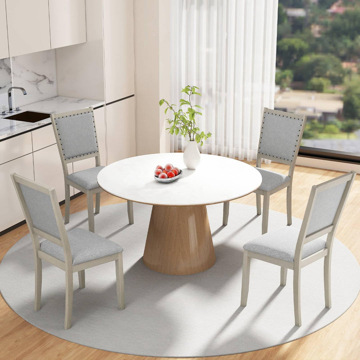 Giantex Dining Chairs Set of 2/4 Fabric Upholstered Kitchen Chairs w/Padded Seat & Back Cushions