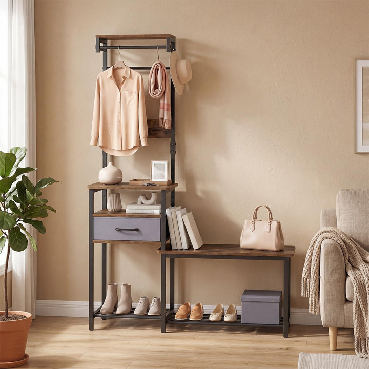Giantex 7-in-1 Hall Tree with Bench and Shoe Storage