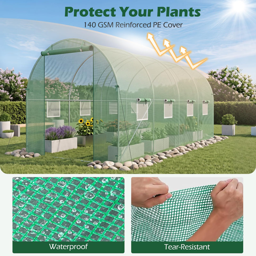 Giantex 15 x 7 x 7 ft Walk-in Tunnel Greenhouse for Outdoors