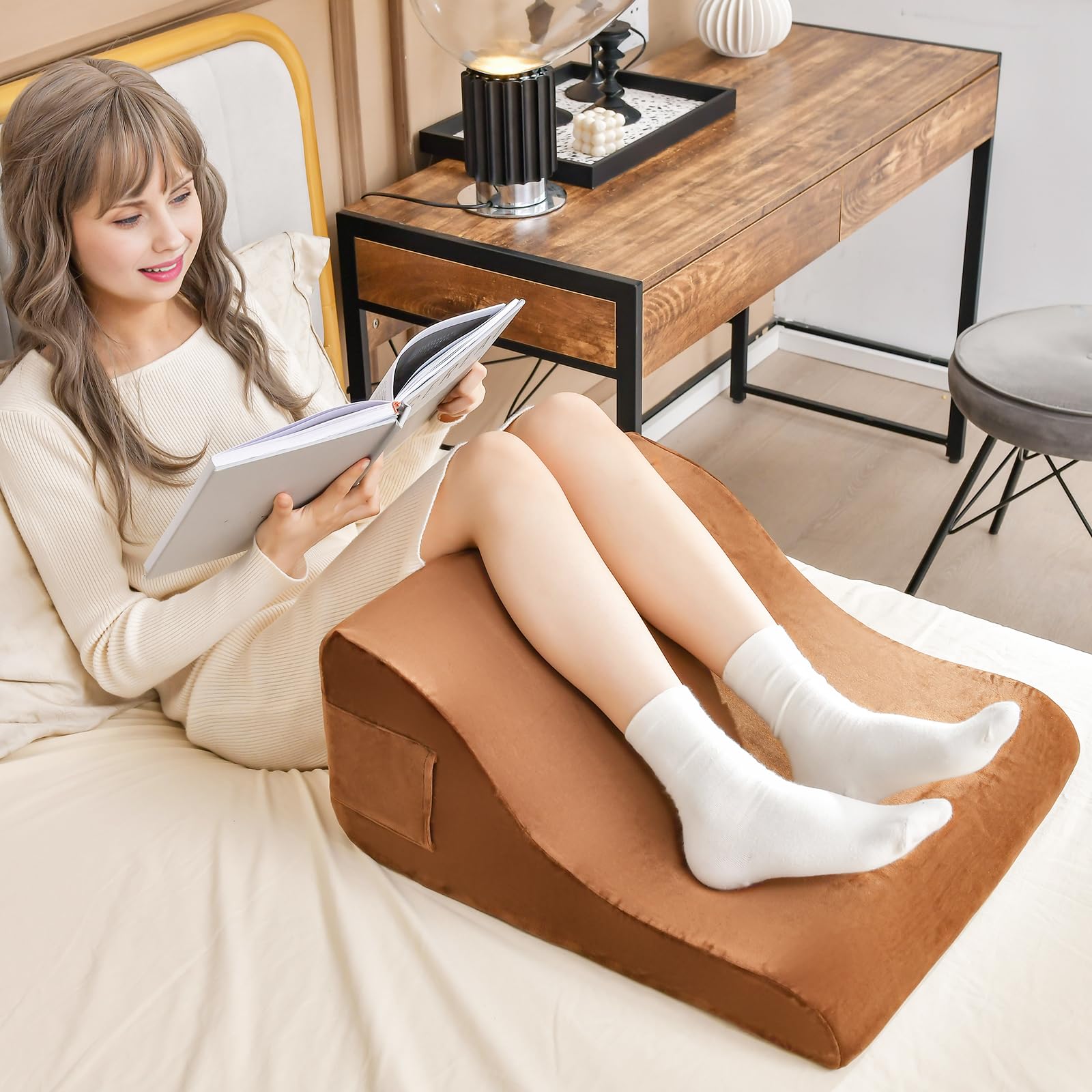 Giantex Wedge Pillow Set, Bed Wedge Pillow with Tablet Pillow Stand,High Resilience Foam