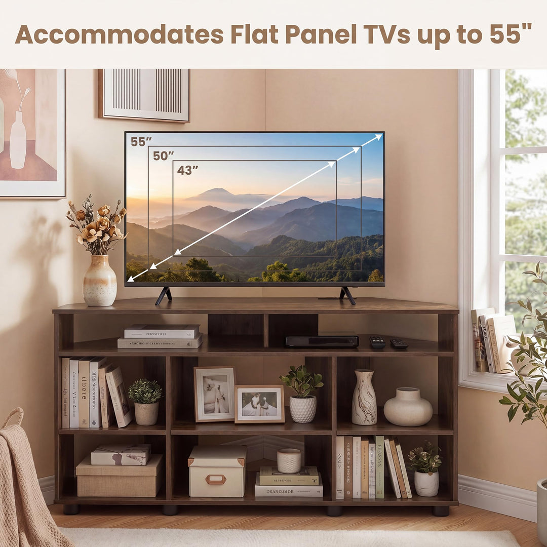 GIANTEX 4-Tier Corner TV Stand for 55 inch TV with Power Outlets