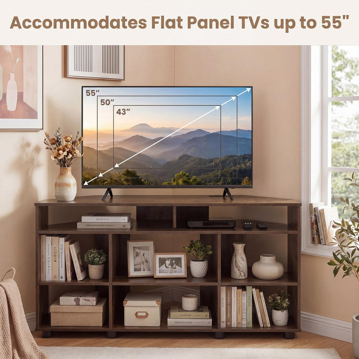 GIANTEX 4-Tier Corner TV Stand for 55 inch TV with Power Outlets