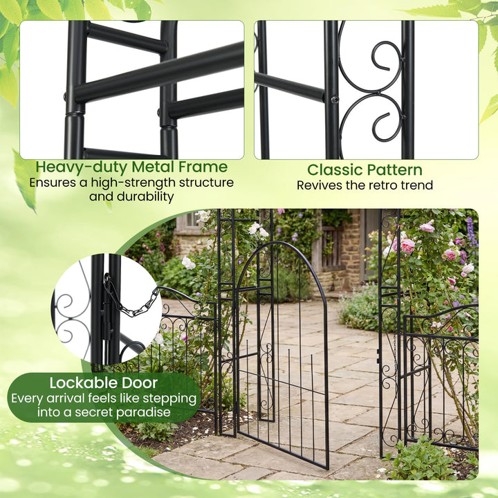 Giantex 84'' Garden Arbor with Gate for Backyard Lawn