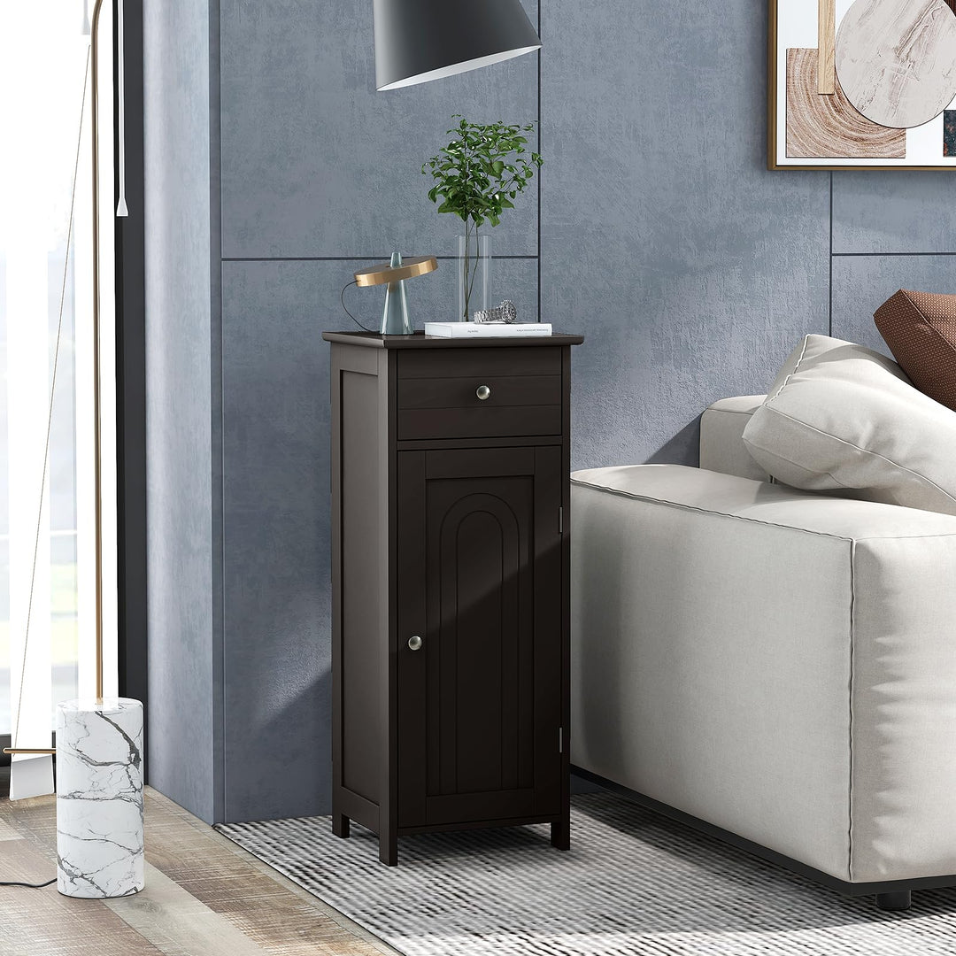 Giantex 34.5” Bathroom Cabinet Narrow Side Storage Organizer with Drawer