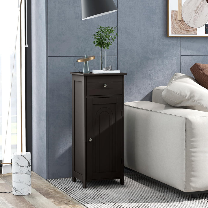 Giantex 34.5” Bathroom Cabinet Narrow Side Storage Organizer with Drawer