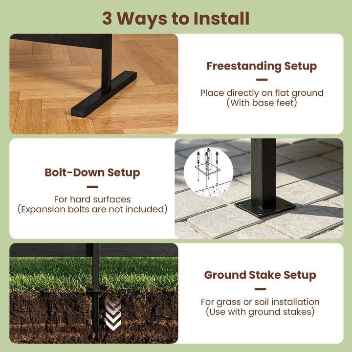 Giantex 37" W x 61" H Outdoor Privacy Fence Screen with Ground Stakes &amp; Base Feet (1/2)