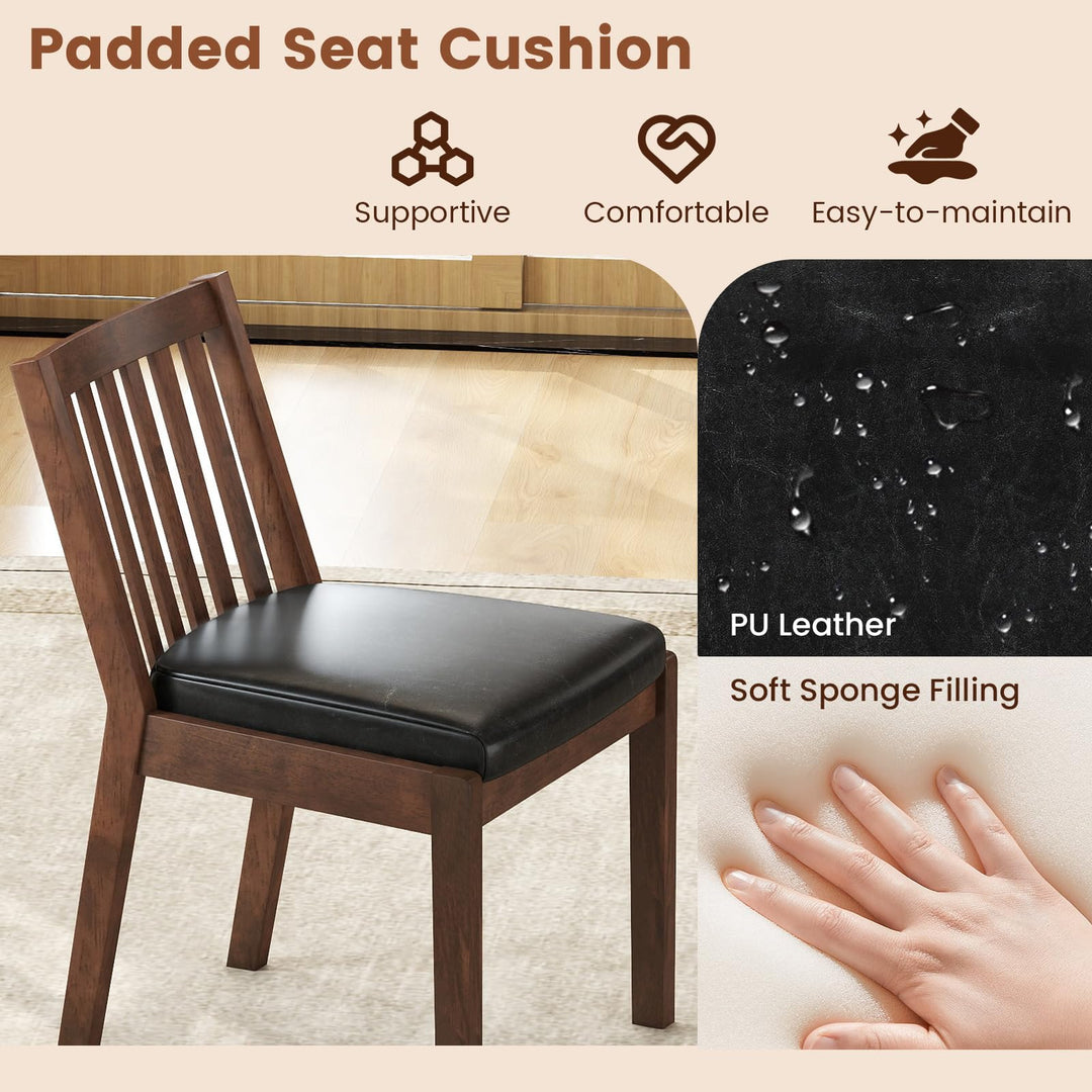 Giantex PU Leather Upholstered Kitchen Chairs w/Rubber Wood Frame Padded Seat