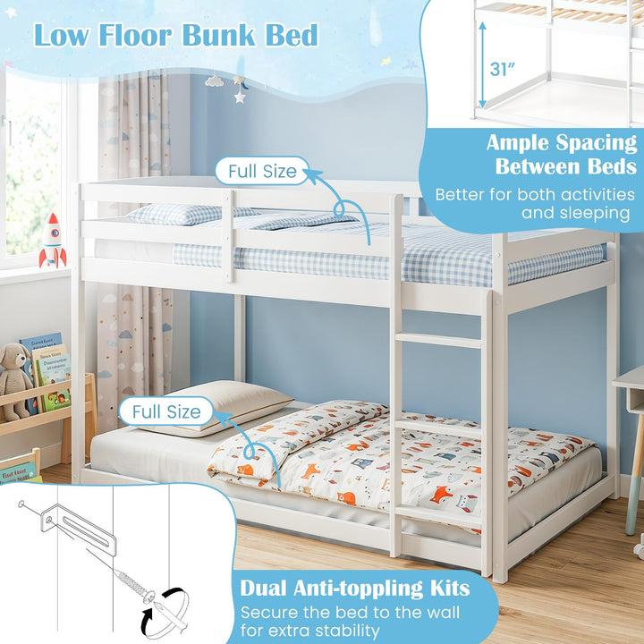 Giantex Full Over Full Bunk Bed with Full-Length Guardrails