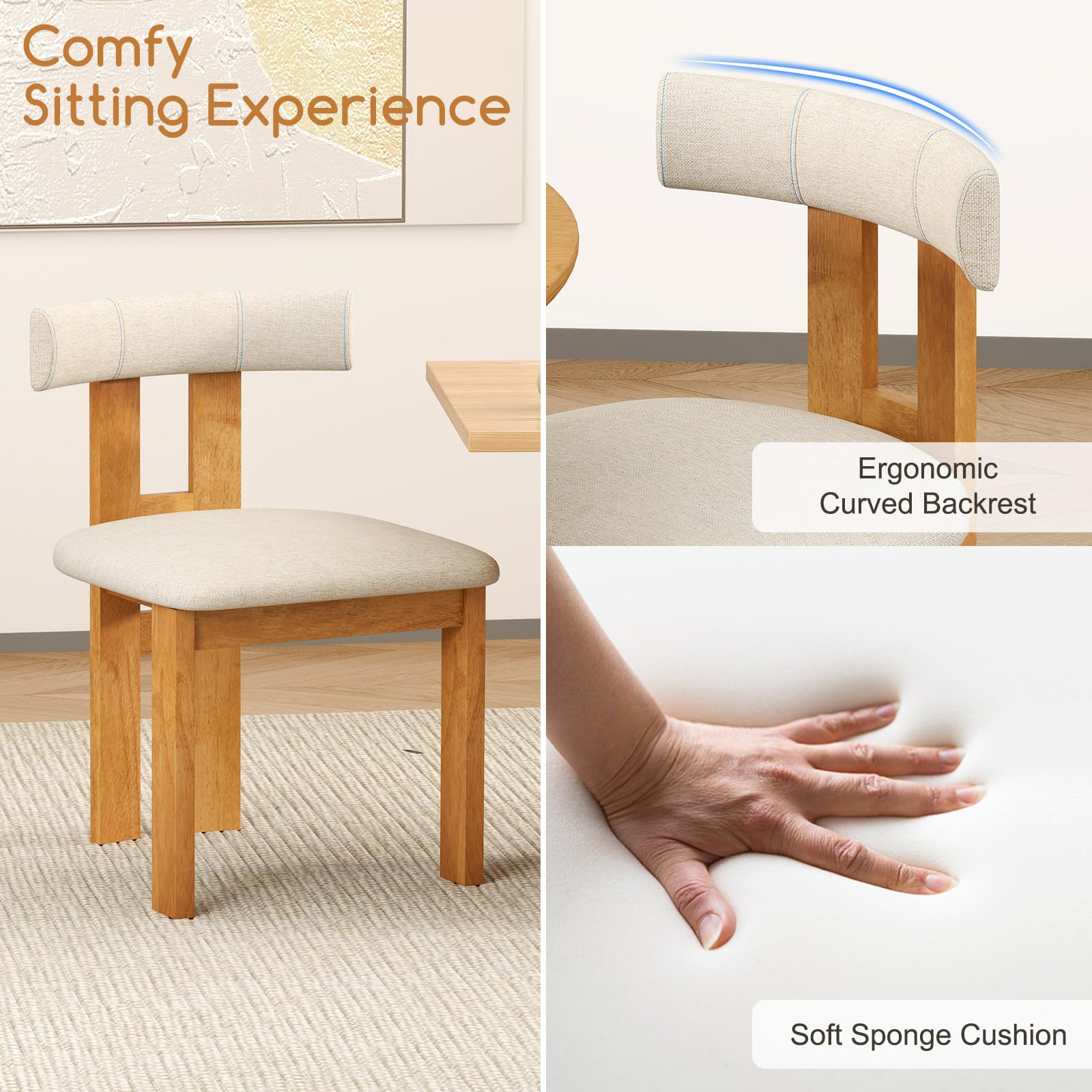 Giantex Modern Upholstered Accent Side Chairs with Curved Backrest