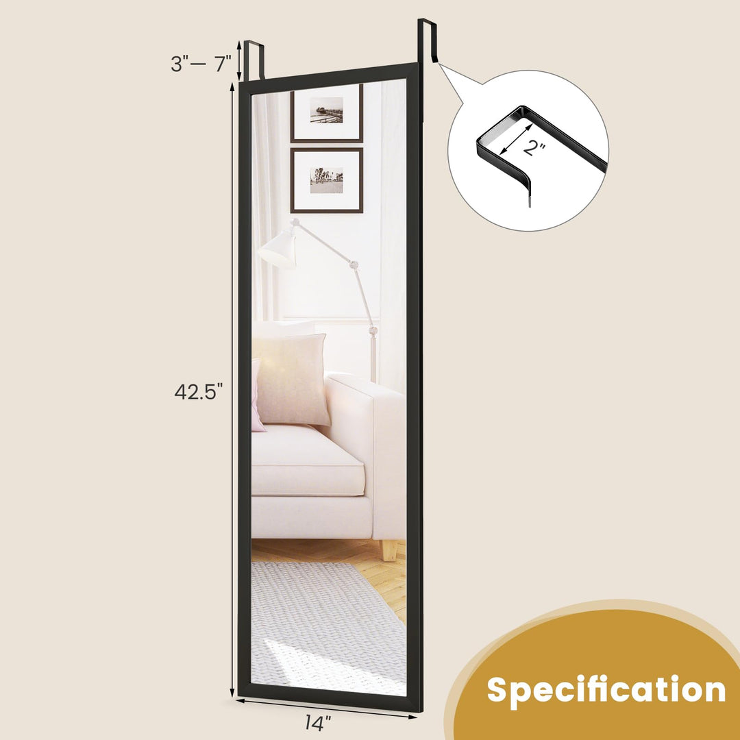CHARMAID Over The Door Full Length Mirror, Arched Full Body Mirror
