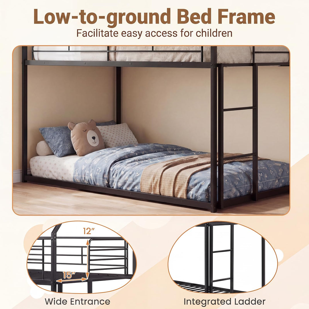 Giantex House-Shaped Twin Over Twin Metal Bunk Bed