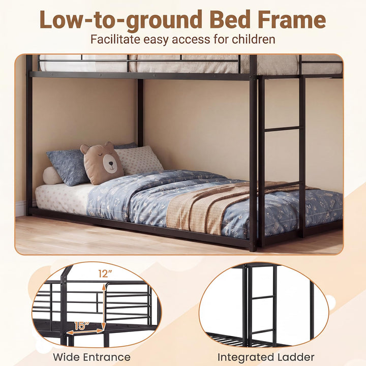Giantex House-Shaped Twin Over Twin Metal Bunk Bed