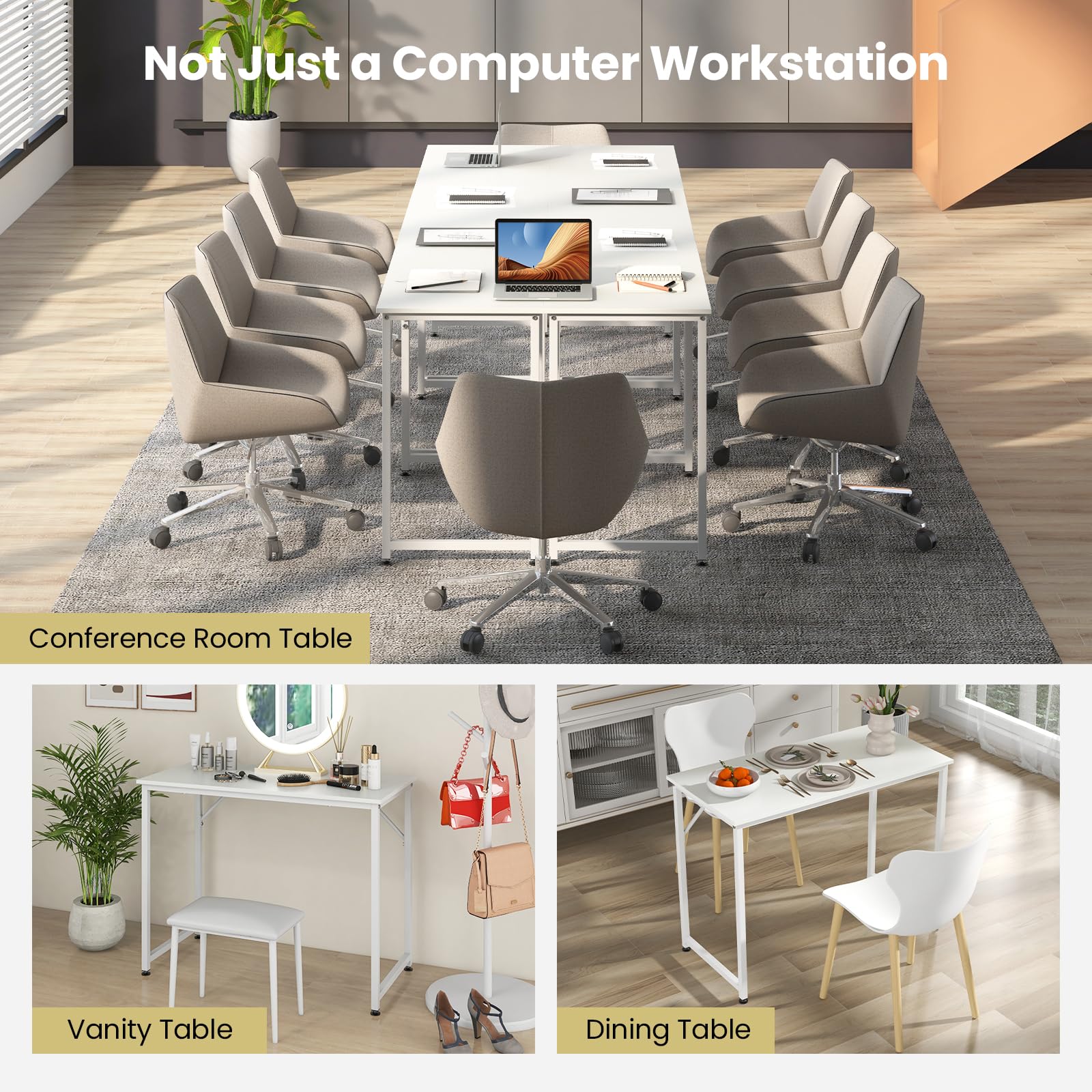 Giantex 6.5 FT Small Conference Table, 2 PCS 40" x 19.5" Rectangular Meeting Table with Heavy-Duty Metal Frame