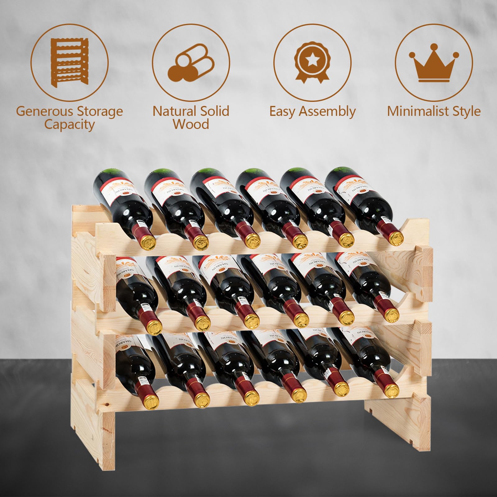 Giantex 36 Bottle Modular Wine Rack, 6 Tier Wine Display Shelves 25 L X 11 W X 33.5 H inch