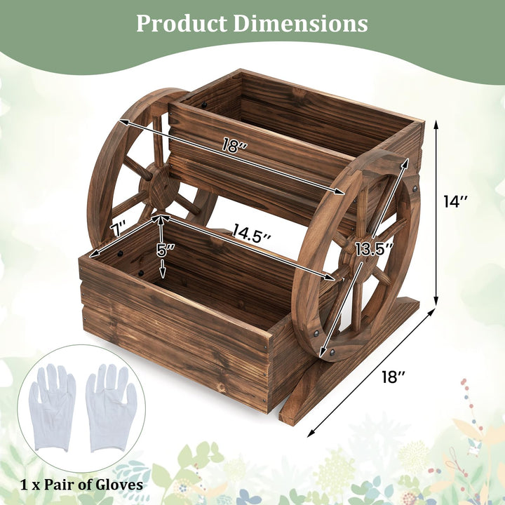 Giantex Garden Planter with Drainage Holes &amp; Wheels for Flowers Herbs Vegetables