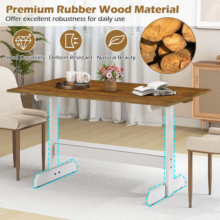 Giantex 55-Inches Farmhouse Kitchen Table with H-Shaped Rubber Wood Leg