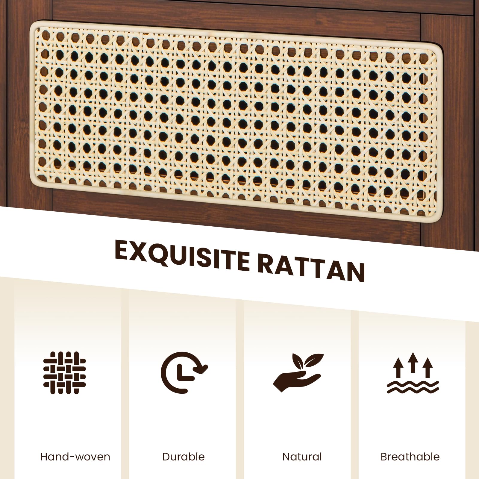 Giantex Rattan Nightstand with Drawer
