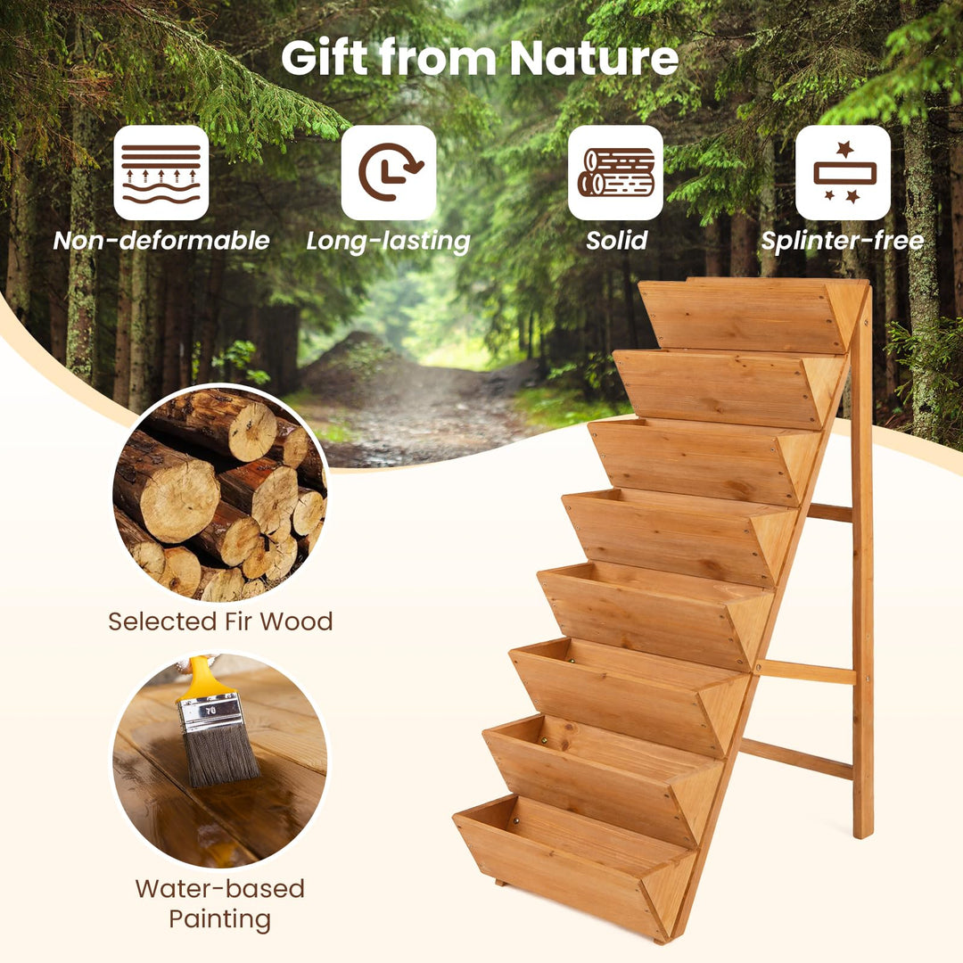 Giantex 8-Tier Wooden Vertical Raised Garden Bedwith Legs