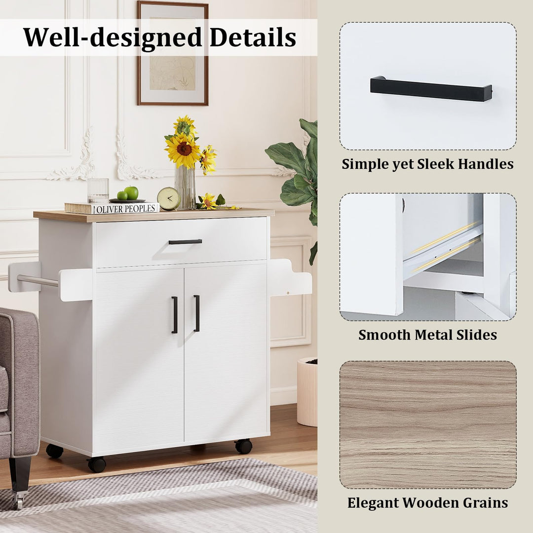 Giantex Kitchen Island with Storage 41.5" W Rolling Island Table