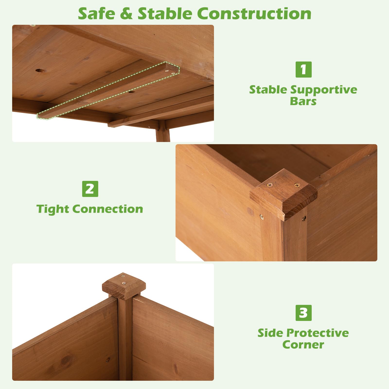 49" L x 23 W x 30 H Elevated Wood Planter Box with Protective Liner and Drain Hole