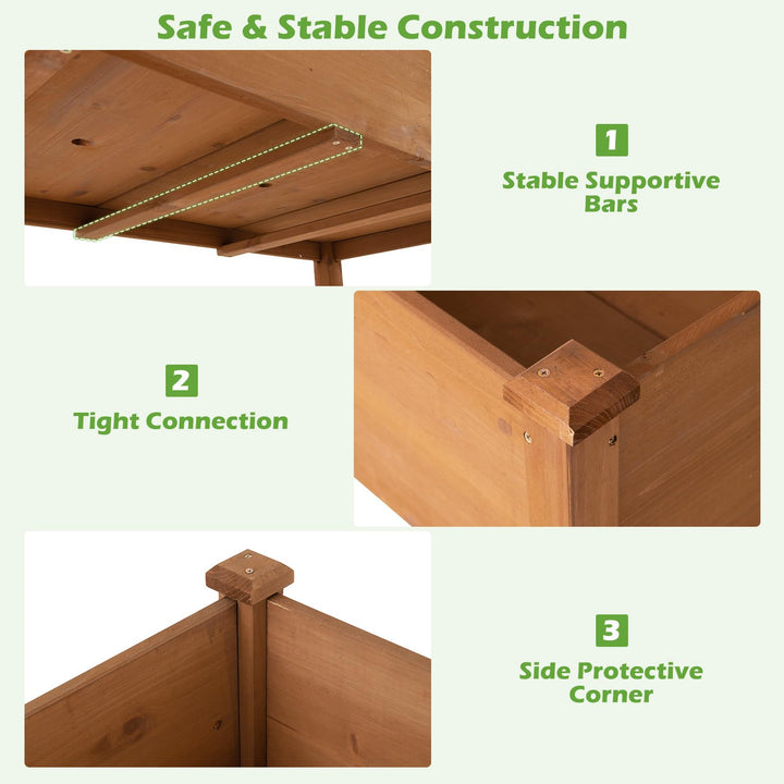49" L x 23 W x 30 H Elevated Wood Planter Box with Protective Liner and Drain Hole