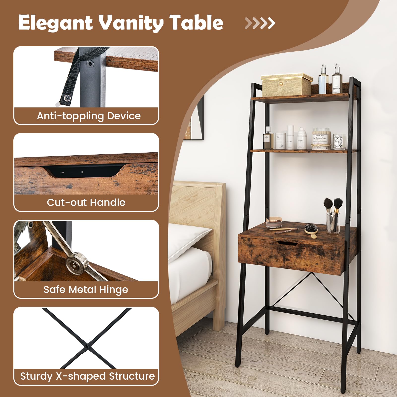 CHARMAID Ladder Vanity Desk Set