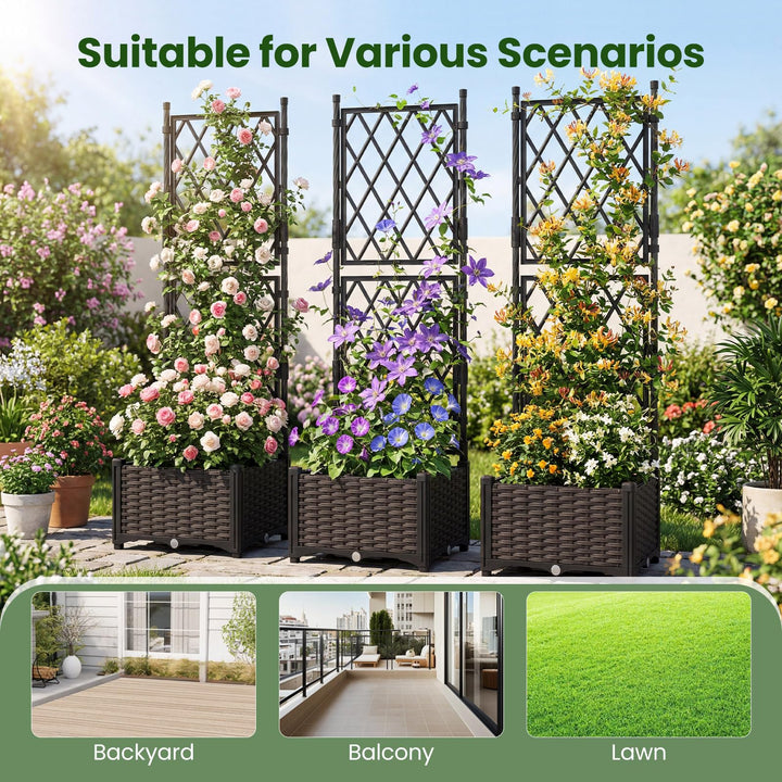 GIANTEX Raised Garden Bed with Trellis for Yard Porch Balcony