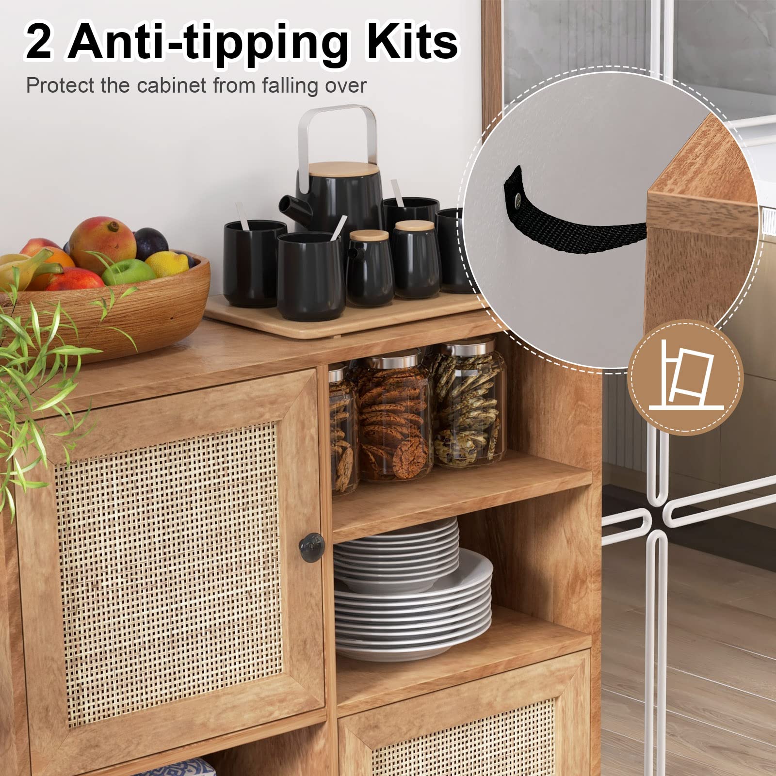 Giantex Buffet Cabinet, Wood Sideboard Storage Cabinet