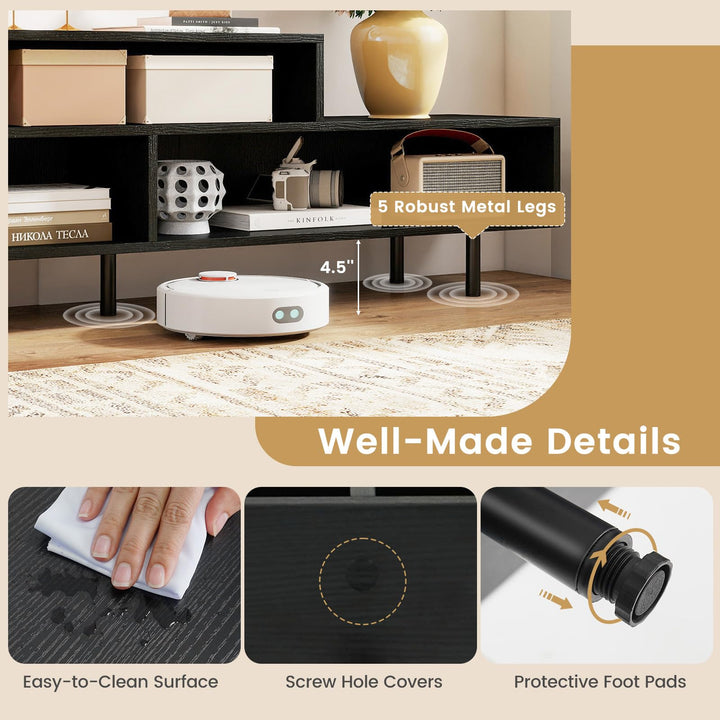 Giantex 3 Cubby TV Stand for 55/65/70 Inch TV | 63" Modern Entertainment Center