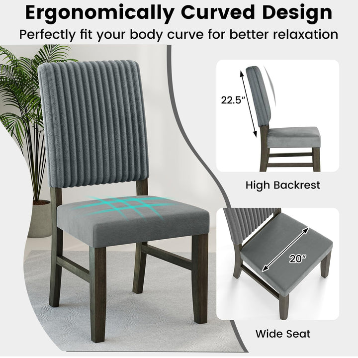 Giantex Dining Chairs Set of 2/4 Mid-Century Velvet Fabric Upholstered Chairs with Rubber Wood Legs Thick Padded Seat