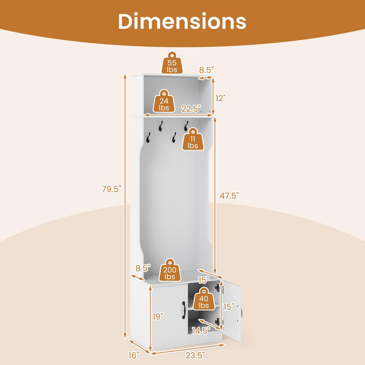 Giantex 3-in-1 Hall Tree with Bench and Shoe Storage 23.5" Tall Coat Rack
