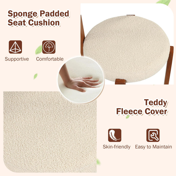 Giantex Wooden Dining Chairs Set of 2/4 Teddy Fleece Upholstered Boucle Kitchen Chair w/Curved Backrest