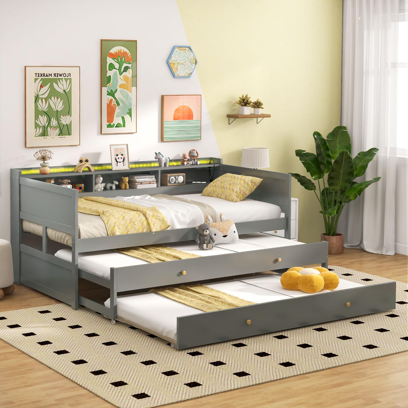 Giantex Twin XL Daybed with Trundle Bed Twin