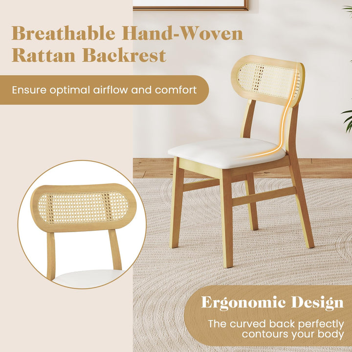 Giantex Faux Leather Upholstered Kitchen Chairs w/Breathable Mesh Cane Backrest