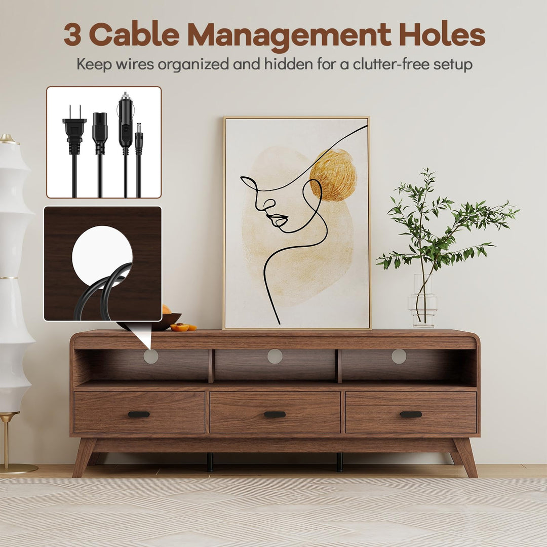 Giantex TV Stand for 60-70 Inch TV Mid-Century Modern Entertainment Center with 3 Storage Drawers