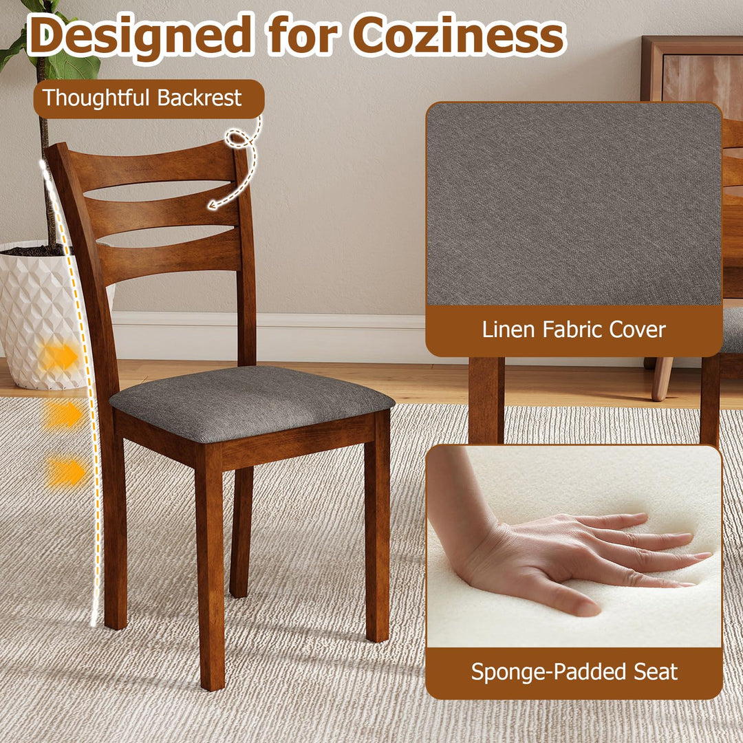 Giantex Rectangular Kitchen Table Set w/ 4 Upholstered Chairs